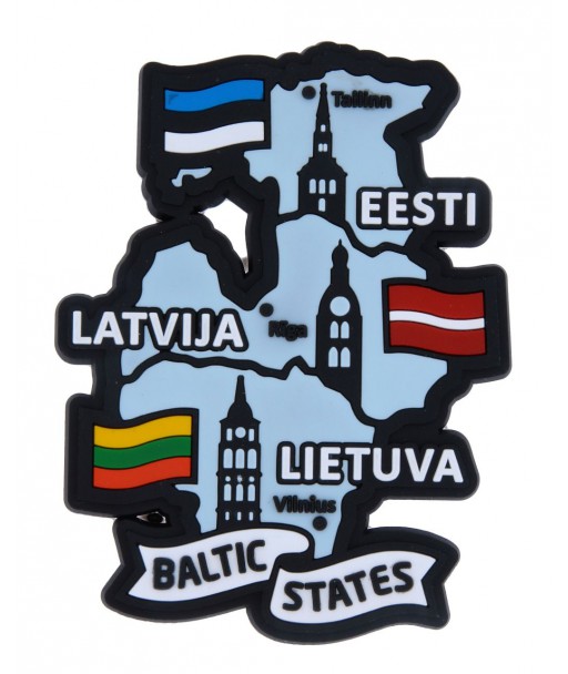 Magnēts Baltic States ar karogiem un pilsētām